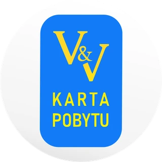 Logo V&V Karta Pobytu — okrągły żółto-niebieski znak